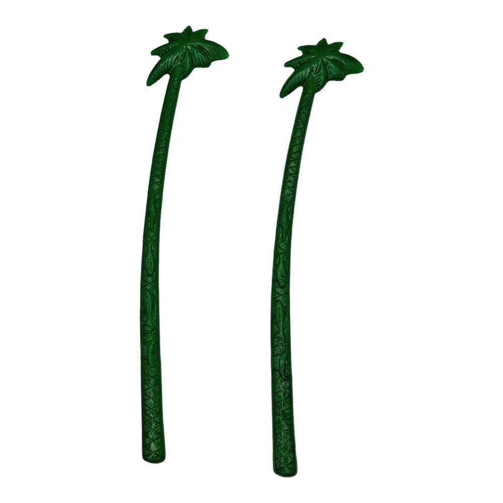 (2) Hilton Hotels Swizzle Stir Cocktail Stick Palm Tree Hawaii Bar Vintage